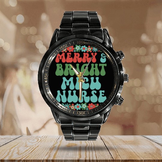 MICU Nurse Christmas Medical ICU Nursing Xmas Gift Calendar Steel Band Watch