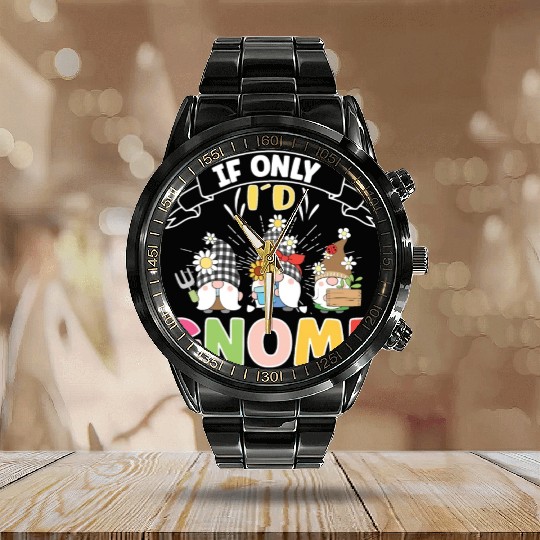 Garden Gnomes Gnome Lover Funny Gnome Gardening Calendar Steel Band Watch