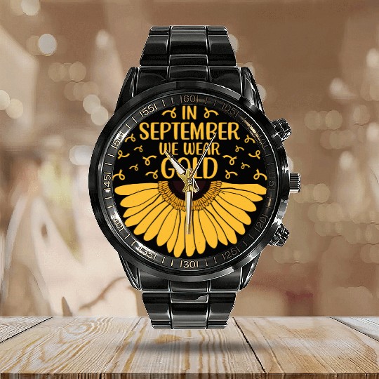 In September We Wear Gold Calendar Steel Band Watch