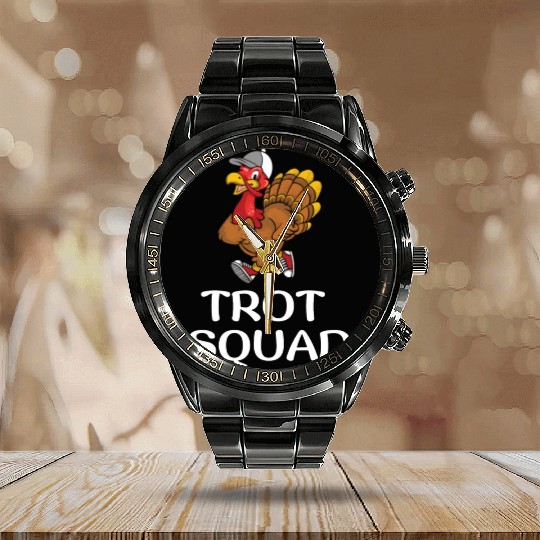 Thanksgiving Running Turkey Trot Squad Calendar Steel Band Watch