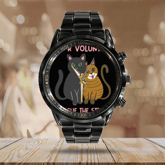 T N R Volunteer I rescue stray cats street cats Calendar Steel Band Watch