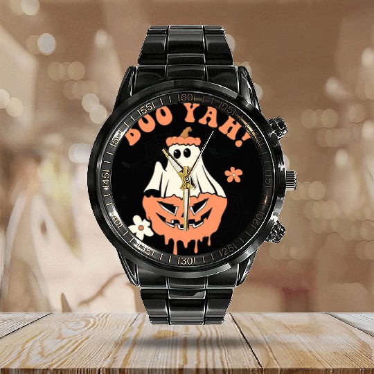 Halloween Trick Or Treat Spooky Season Boo Yah Calendar Steel Band Watch