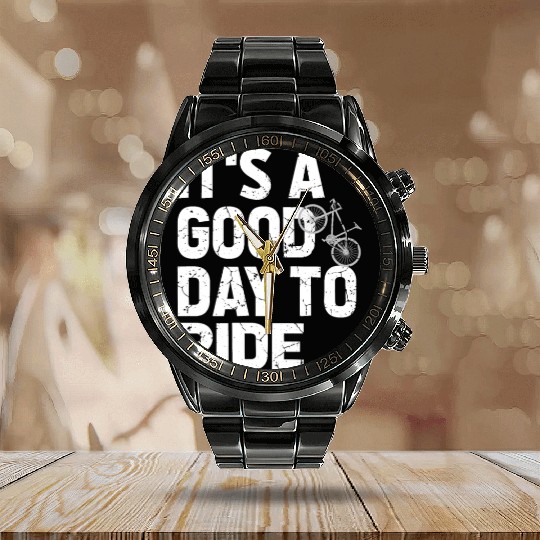Bicycle Gift, Bike lover, It's A Good Day To Ride Calendar Steel Band Watch