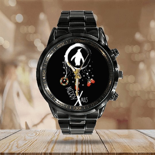 Winter dreamcatcher Christmas Penguin Calendar Steel Band Watch