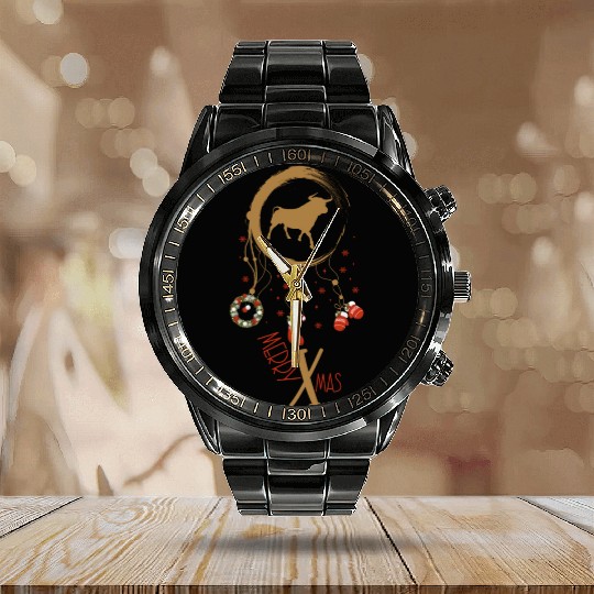 Winter dreamcatcher Christmas Bull Calendar Steel Band Watch