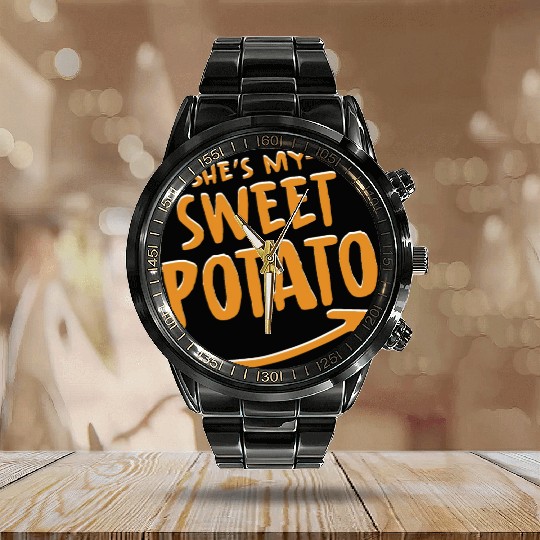 She Is My Sweet Potato Calendar Steel Band Watch