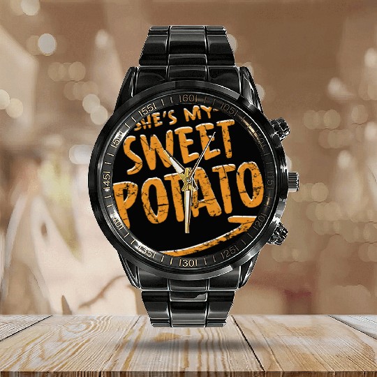 She Is My Sweet Potato Calendar Steel Band Watch