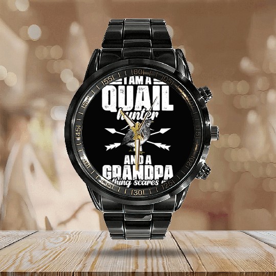 Funny Quail Hunting Hobby For Bobwhite Quail Calendar Steel Band Watch