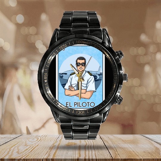 El Piloto The Pilot Card Mexican Lottery Card Calendar Steel Band Watch