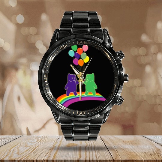 Kidcore gummy bears balloons rainbow colors gift Calendar Steel Band Watch