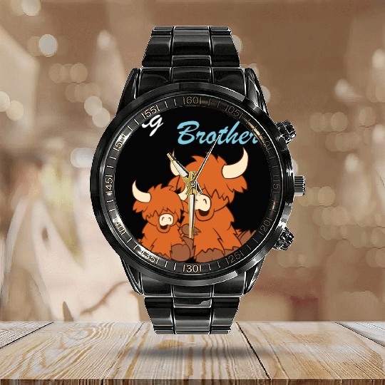Highland Cattle - Big Brother Calendar Steel Band Watch