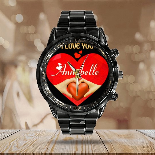 I love you Annabelle Calendar Steel Band Watch