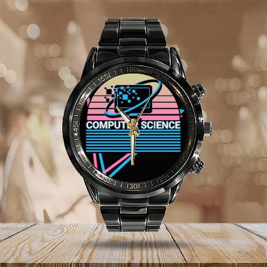 Computer Science Retro Calendar Steel Band Watch