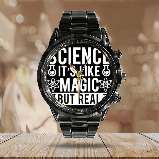 Science Magic Nerd Geek Teacher Student Gift Ideas Calendar Steel Band Watch