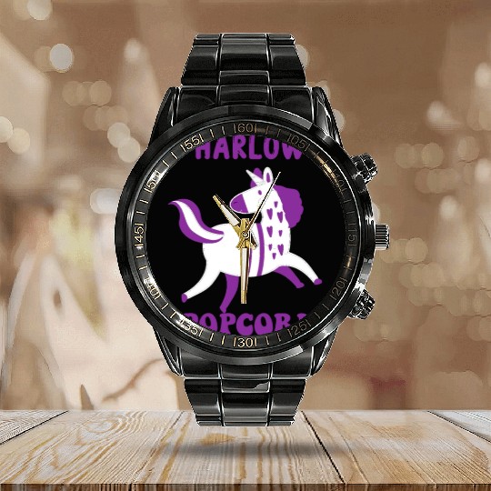Harlow And Popcorn Merch Popcorn The Pony Calendar Steel Band Watch