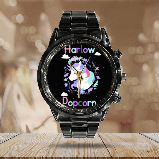 Harlow And Popcorn Merch Popcorn The Pony Calendar Steel Band Watch