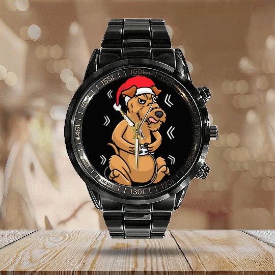 Christmas Irish Terrier Dog Video Game Gamer Calendar Steel Band Watch