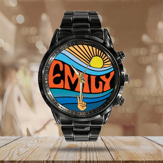 Emily Calendar Steel Band Watch Vintage Sunset Emily Groovy Tie Dye