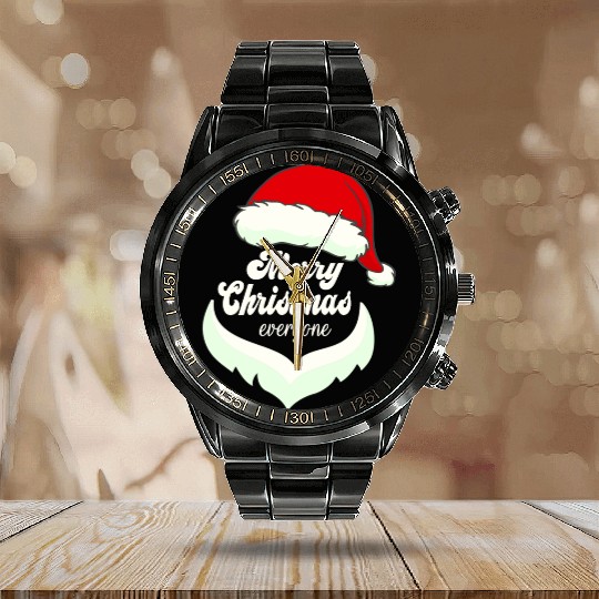 Santa Claus Merry Christmas Beard and hat Calendar Steel Band Watch