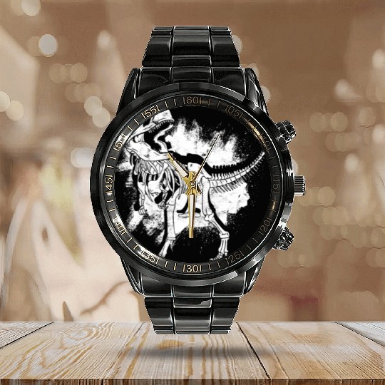 Trex Skeleton Bones - collector Calendar Steel Band Watch