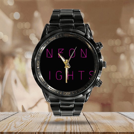 Neon Lights Calendar Steel Band Watch