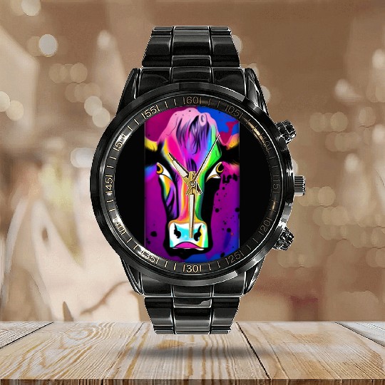 Illustration, Cattle, digital painting Calendar Steel Band Watch