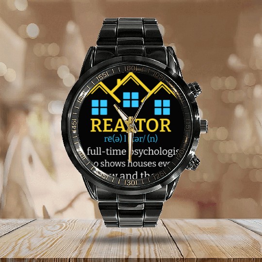 Funny Realtor Definition Outfit for Real Estate Ag Calendar Steel Band Watch