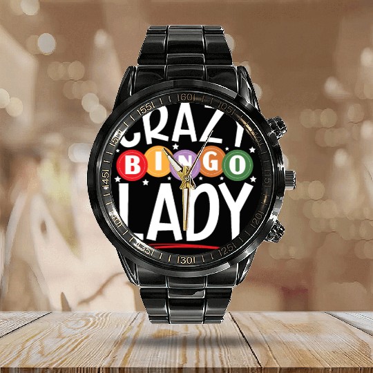 Crazy Bingo Lady Bingo Player Casino Lottery Calendar Steel Band Watch