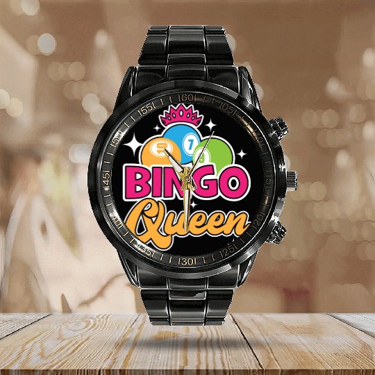 Bingo Queen Bingo Player Casino Gambling Lottery Calendar Steel Band Watch
