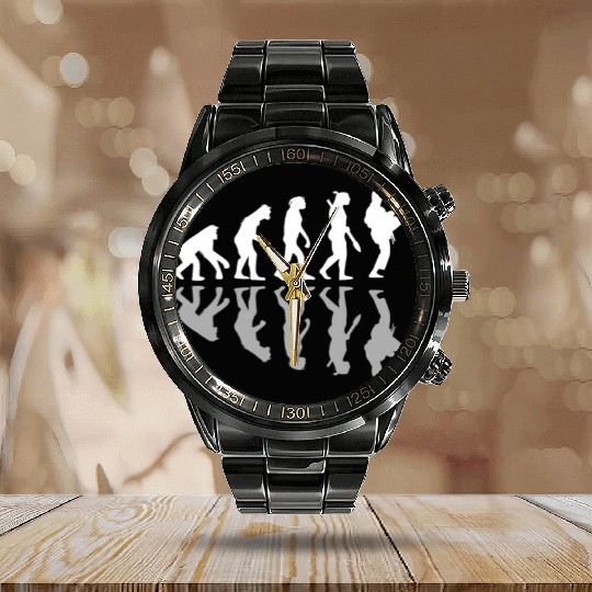 Human Evolution Karate Martial Arts Lover MMA Calendar Steel Band Watch