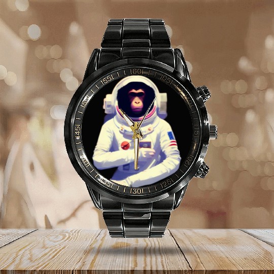 Astronaut Ape Space Calendar Steel Band Watch