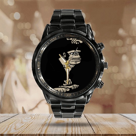 Bobby Black Gorilla Calendar Steel Band Watch