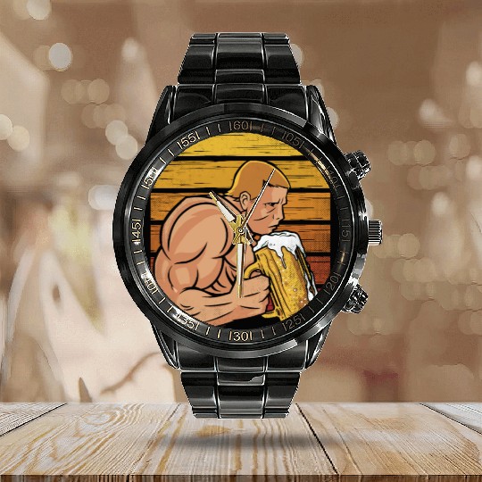 Bodybuilding - Gym Retro Calendar Steel Band Watch
