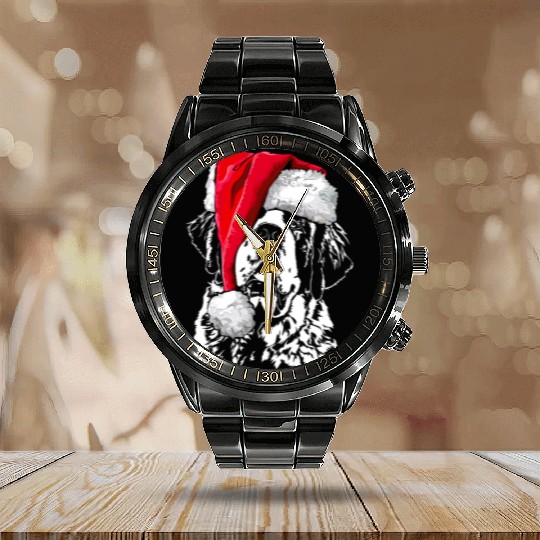 Santa Saint Bernard Dog Christmas Wilsigns Calendar Steel Band Watch