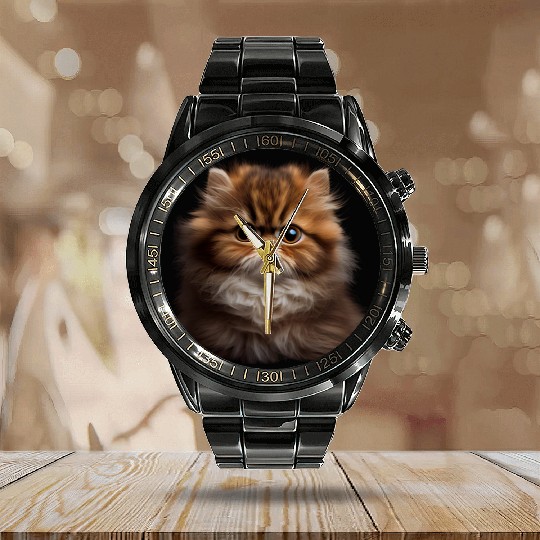 Persian Cat - A Sweet Gift Idea For All Cat Calendar Steel Band Watch
