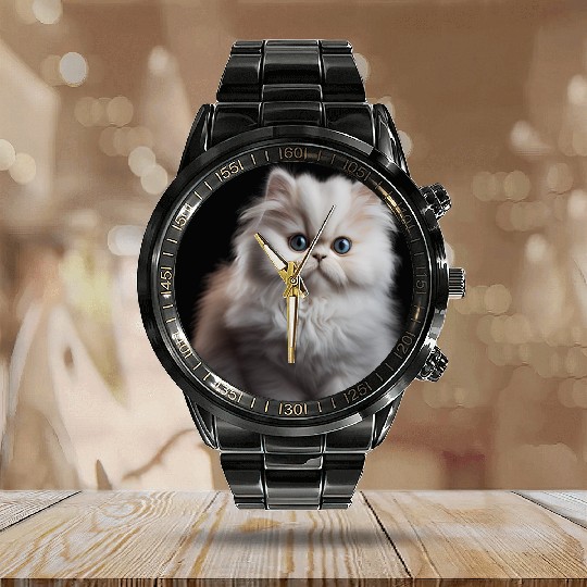 Persian Cat - A Sweet Gift Idea For All Cat Calendar Steel Band Watch
