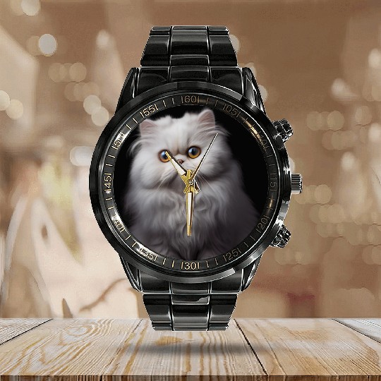 Persian Cat - A Sweet Gift Idea For All Cat Calendar Steel Band Watch