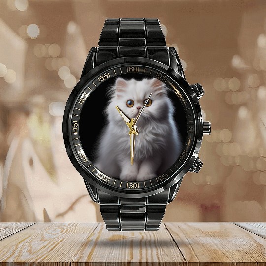 Persian Cat - A Sweet Gift Idea For All Cat Calendar Steel Band Watch