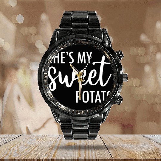 She's My Sweet Potato I Yam Valentine's Calendar Steel Band Watch
