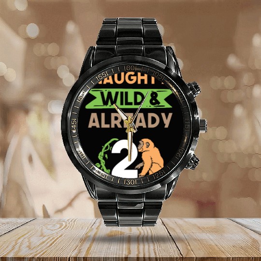 Gift 2 years birthday girl boy Ape Monkey Calendar Steel Band Watch