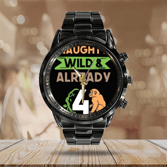 Gift 4 years birthday girl boy Ape Monkey Calendar Steel Band Watch
