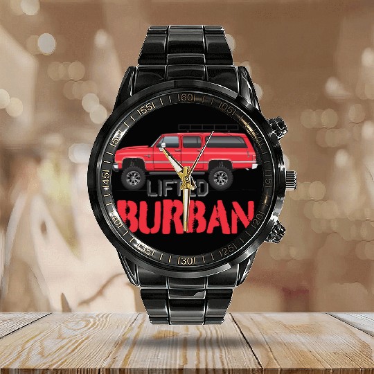 burban Cardinal Red Calendar Steel Band Watch