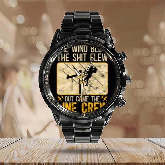 Funny Electrical Lineman Saying Thank A Lineman Calendar Steel Band Watch