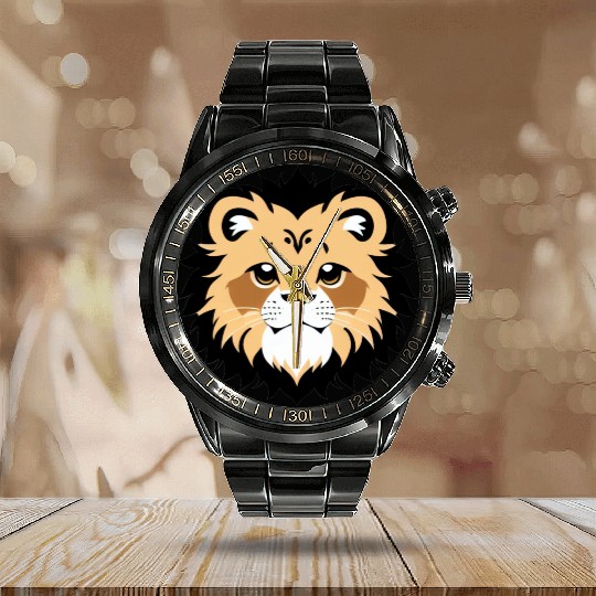 Royal Cartoon Lion - King of the Jungle 15 Calendar Steel Band Watch