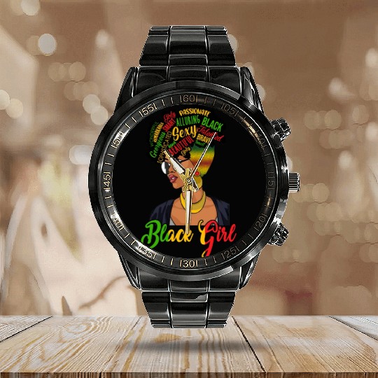 Juneteenth Independence Day Black Girl Calendar Steel Band Watch