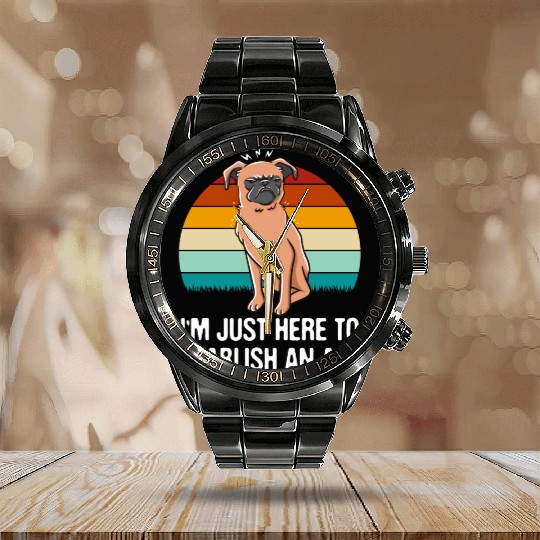 Im Just Here to Establish an Alibi Funny Sarcastic Calendar Steel Band Watch