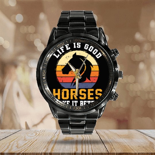 Cool Retro Vintage Horse Pony Hanoverian Gift Calendar Steel Band Watch