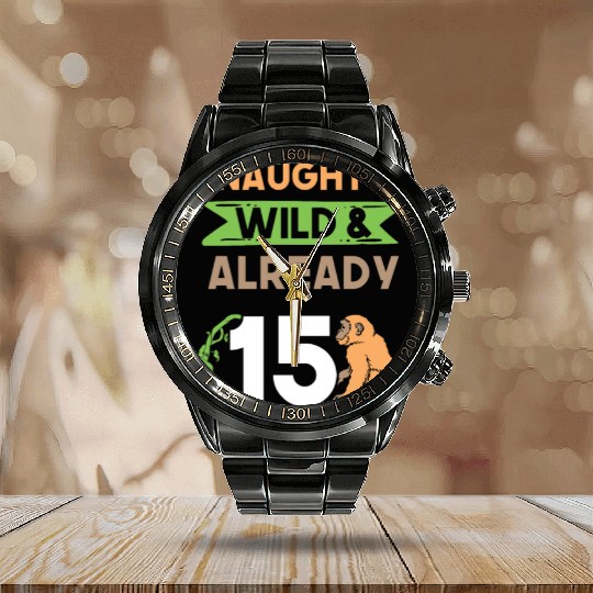 Gift 15 years birthday girl boy Ape Monkey Calendar Steel Band Watch