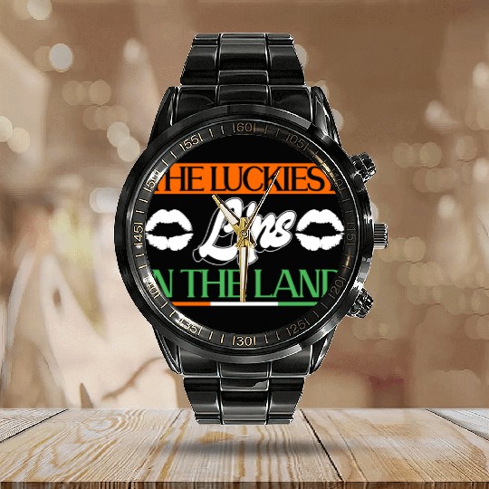 The Luckiest Lips In The Land - St Patricks Day Calendar Steel Band Watch