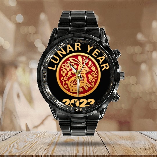 Rabbit Lunar New Year 2023 Calendar Steel Band Watch